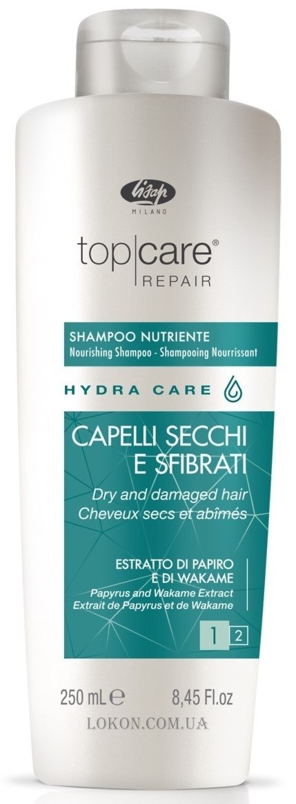 Питательный шампунь для сухих и поврежденных волос Top Care Repair Hydra Care Lisap250 мл, 1000 мл 