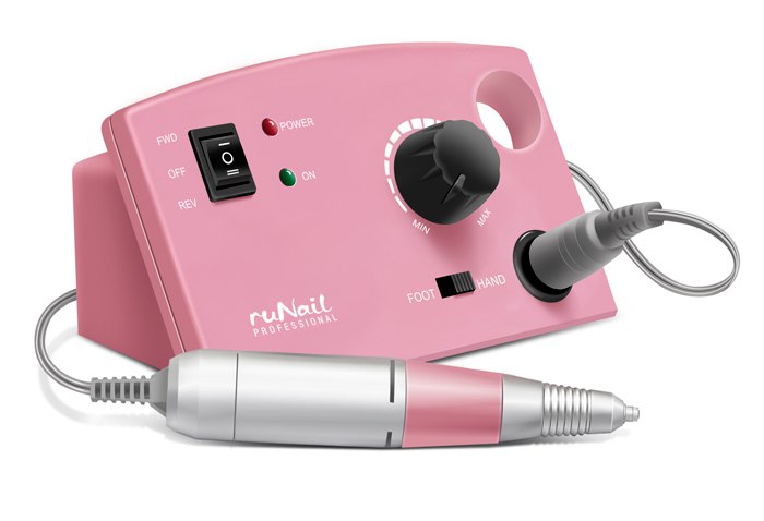Аппарат для маникюра и педикюра PM-25000, 10 Вт, розовый. RuNail